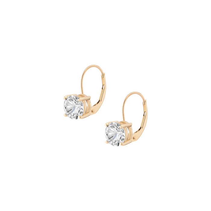 Classic Lab Grown White Sapphire Drop Earrings Vermeil Yellow Gold