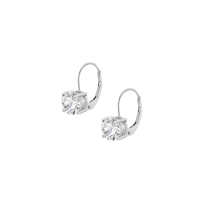 Classic Lab Grown White Sapphire Drop Earrings Vermeil White Gold