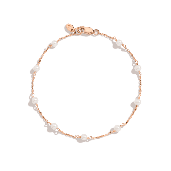 Classic Pearl Station Bracelet Vermeil 14k 18k Rose Gold 6.5in 7in First