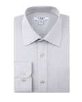 Gray men's regular fit cotton dress shirt with convertible cuffs