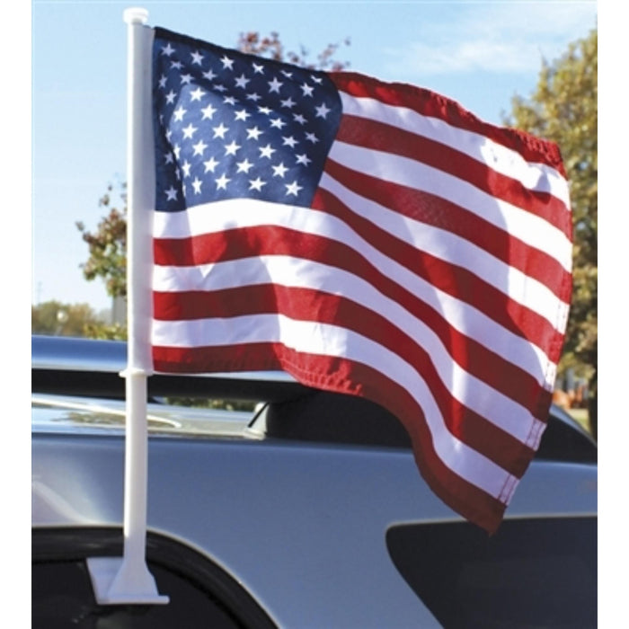 Clip-on  american flags for autos used in funeral service operations, from lynch supply