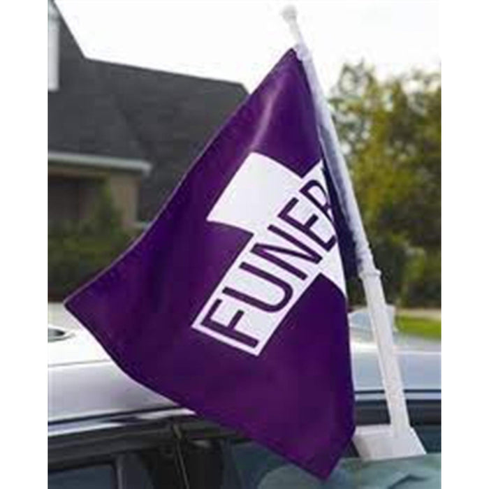 Clip-on  lead car funeral flag-purple used in funeral service operations, from lynch supply