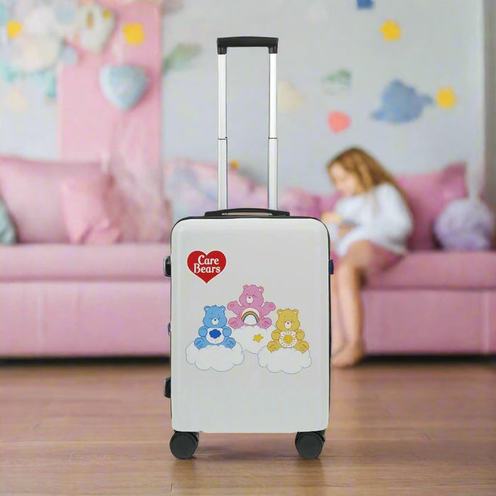 White Cloudco Care Bears 22.5" carry-on spinner suitcase rolling luggage by Ful