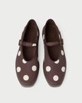 Cooper Brown/Cream Mary Jane Sneaker in brown and cream polka dot.