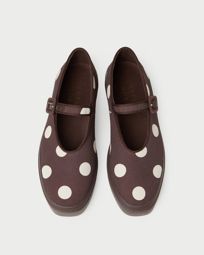 Cooper Brown/Cream Mary Jane Sneaker in brown and cream polka dot.