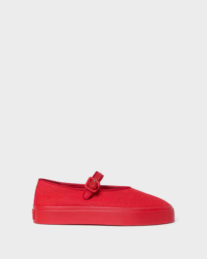 Cooper Red Mary Jane Sneaker in red canvas.