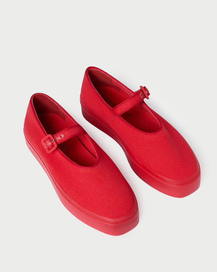 Cooper Red Mary Jane Sneaker in red canvas.