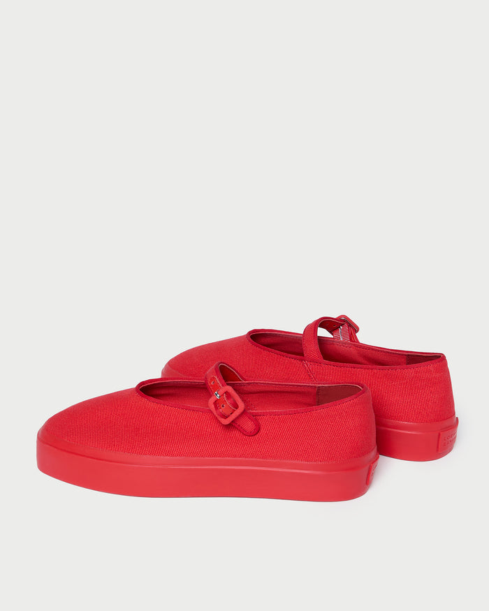 Cooper Red Mary Jane Sneaker in red canvas.