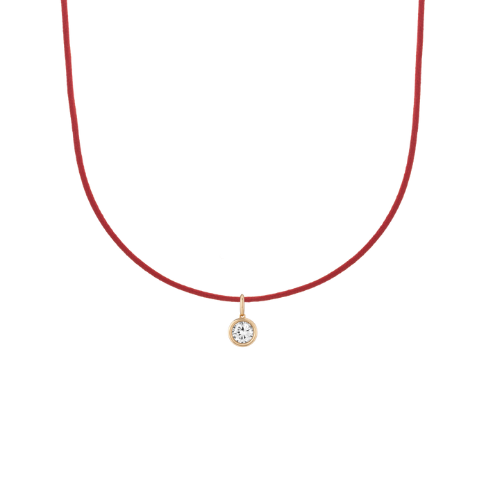 Cord Charm Necklace Set Red Round