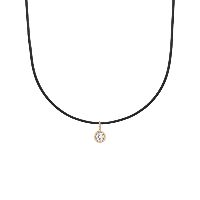 Cord Charm Necklace Set Black Round
