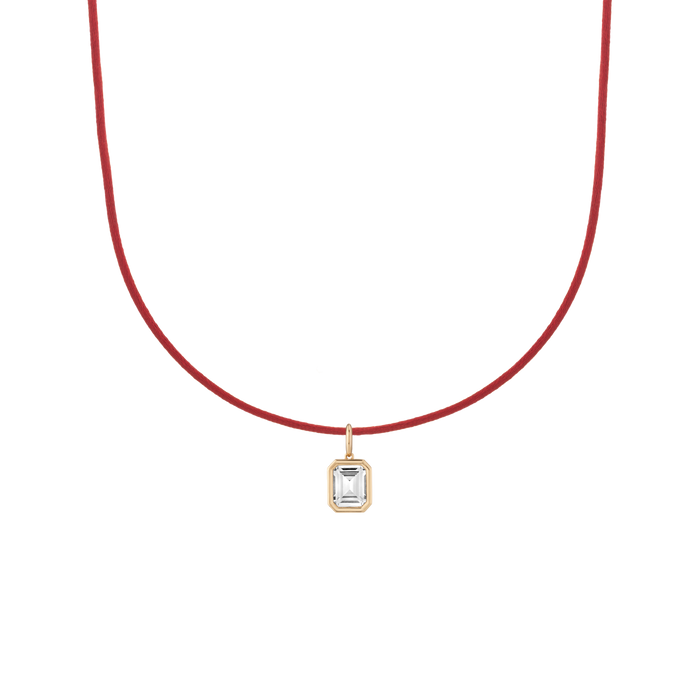 Cord Charm Necklace Set Red Emerald
