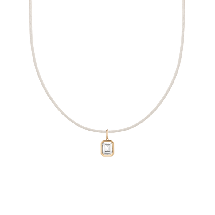 Cord Charm Necklace Set Grey Emerald