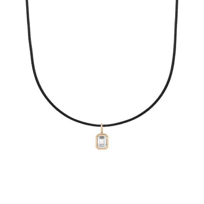 Cord Charm Necklace Set Black Emerald