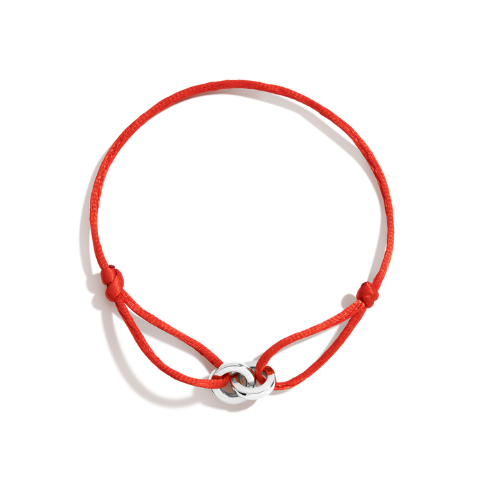 Cord Connection Bracelet Vermeil White Gold Red
