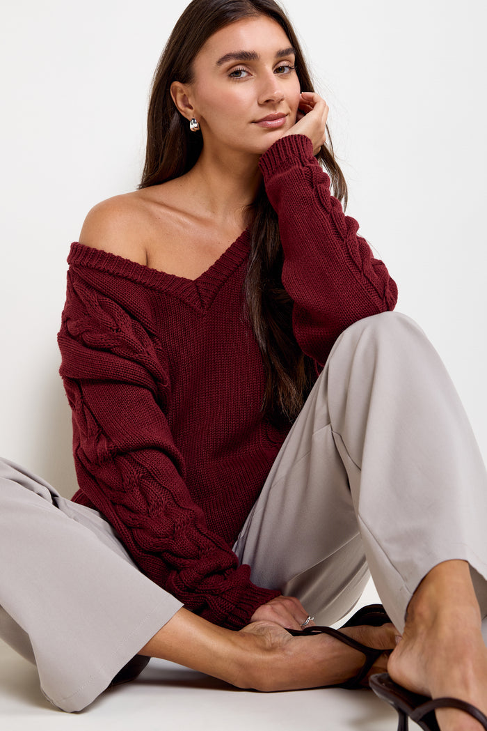 Cotton Cable Knit Sweater - 8177