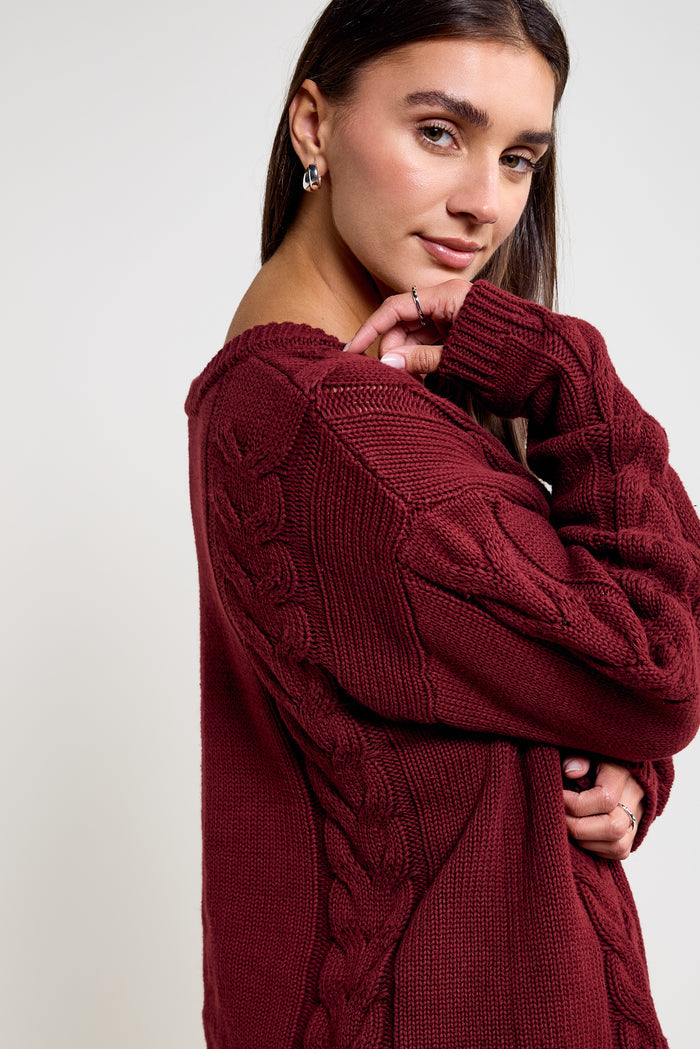 Cotton Cable Knit Sweater - 8177