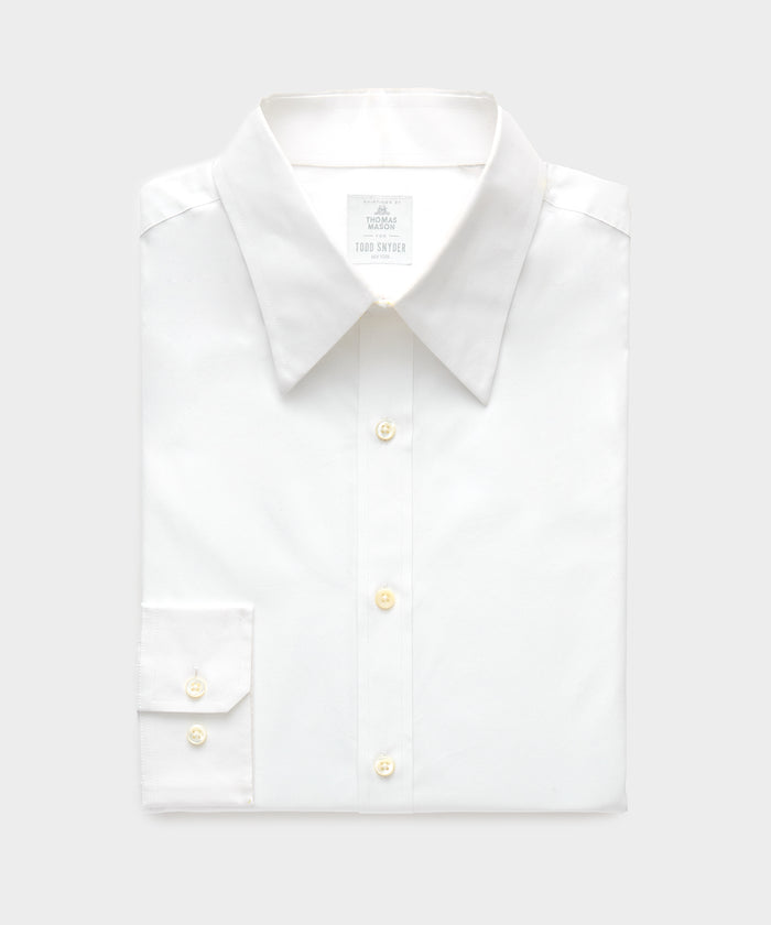 Cotton Poplin Long Point Collar Dress Shirt