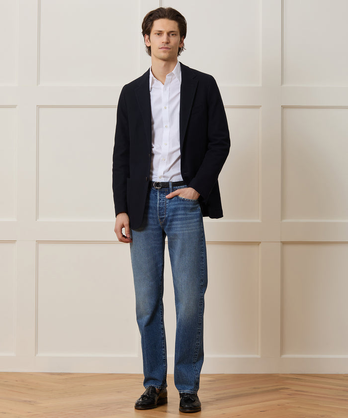 Cotton Poplin Long Point Collar Dress Shirt