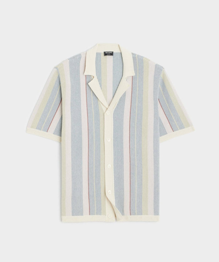 Cotton Silk Stripe Bungalow Polo in Dusty Lavender