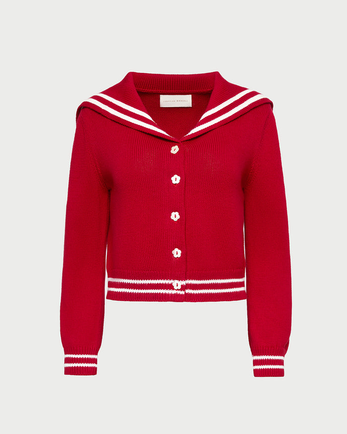 Cove Sweater in red wool.
