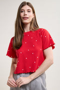 Cropped Embroidered T-Shirt - 9099
