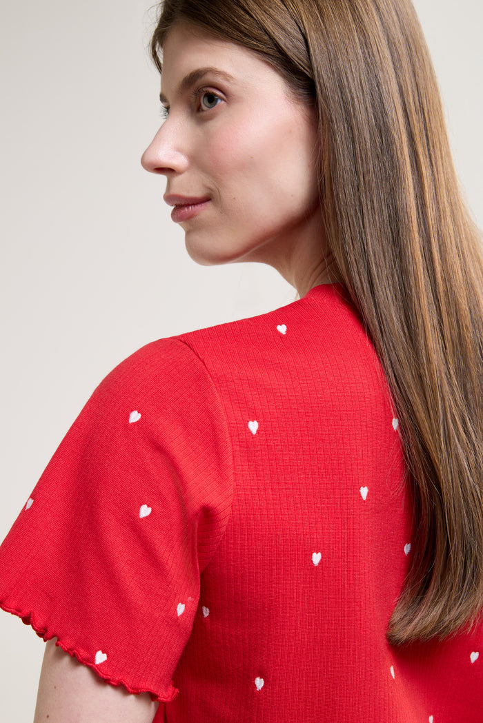 Cropped Embroidered T-Shirt - 9099
