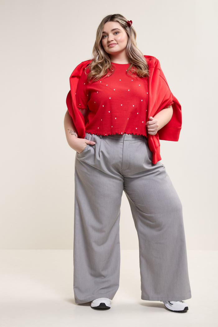 Cropped Embroidered T-Shirt - 9099