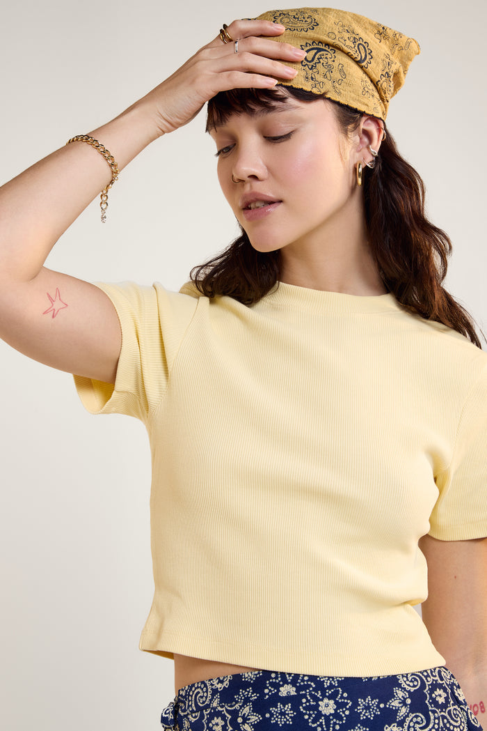 Cropped Ribbed T-Shirt - 9094