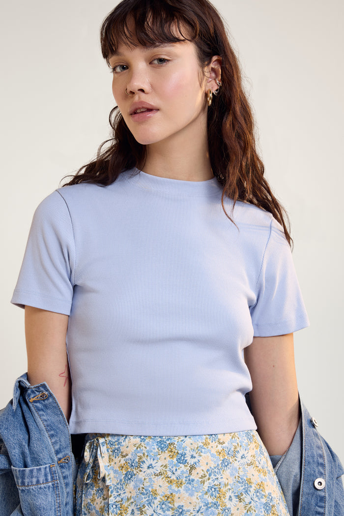 Cropped Ribbed T-Shirt - 9094