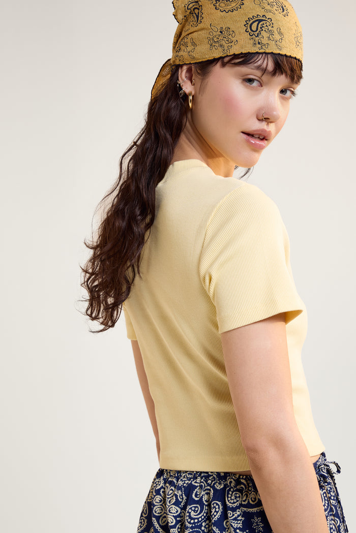 Cropped Ribbed T-Shirt - 9094