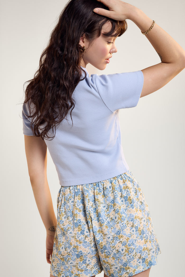 Cropped Ribbed T-Shirt - 9094