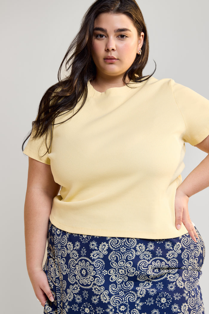 Cropped Ribbed T-Shirt - 9094