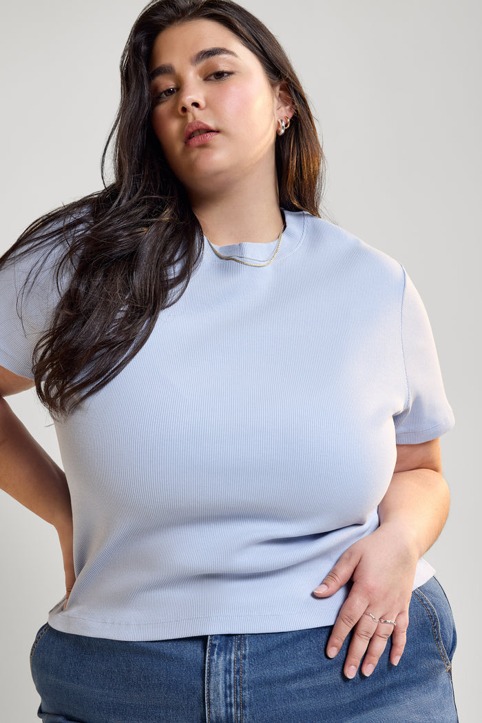 Cropped Ribbed T-Shirt - 9094