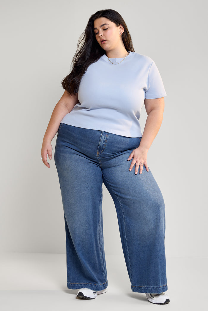 Cropped Ribbed T-Shirt - 9094
