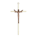 Crucifix- 10" brass with modern risen christ figure - brass/copper corpus used in funeral service operations, from lynch supply