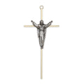 Crucifix- 10" brass with traditional risen christ figure-brass with silver corpus used in funeral service operations, from lynch supply