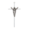 Crucifix- 10" silver cross with traditional risen christ in antique silver used in funeral service operations, from lynch supply