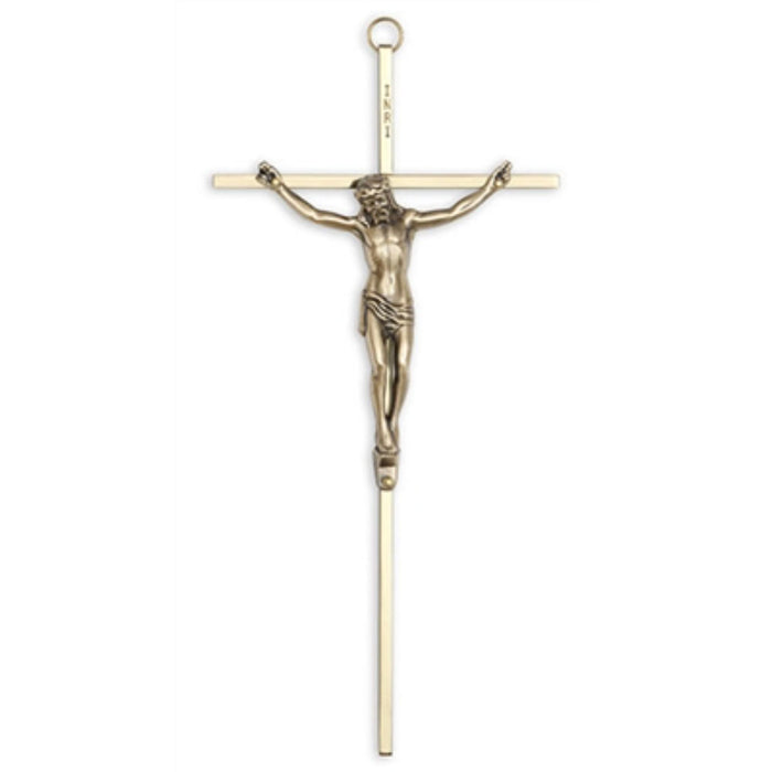 Crucifix-10" brass with antique bronze corpus used in funeral service operations, from lynch supply