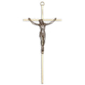 Crucifix-10" brass with antique silver corpus used in funeral service operations, from lynch supply