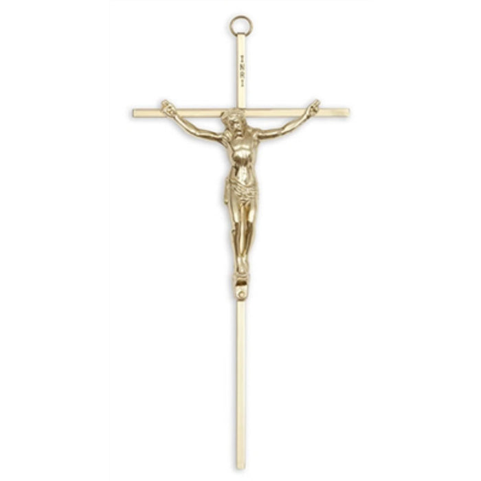 Crucifix-10" brass with bright gold corpus used in funeral service operations, from lynch supply