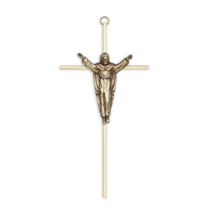 Crucifix-10" brass with traditional risen christ-brass/antique bronze corpus used in funeral service operations, from lynch supply