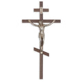 Crucifix-10" orthodox walnut interior cross - walnut/antique silver used in funeral service operations, from lynch supply