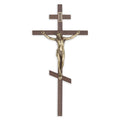 Crucifix-10" orthodox walnut interior cross-walnut/antique bronze used in funeral service operations, from lynch supply