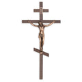 Crucifix-10" orthodox walnut interior cross-walnut/copper used in funeral service operations, from lynch supply