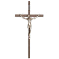 Crucifix-10" walnut with antique silver corpus used in funeral service operations, from lynch supply