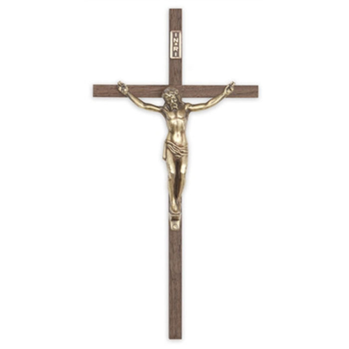 Crucifix-10" walnut with bronze corpus used in funeral service operations, from lynch supply