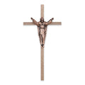 Crucifix-10" walnut with traditional risen christ - walnut/copper used in funeral service operations, from lynch supply