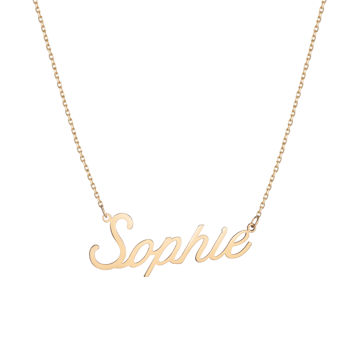 Custom Script Name Necklace Vermeil Yellow Gold First