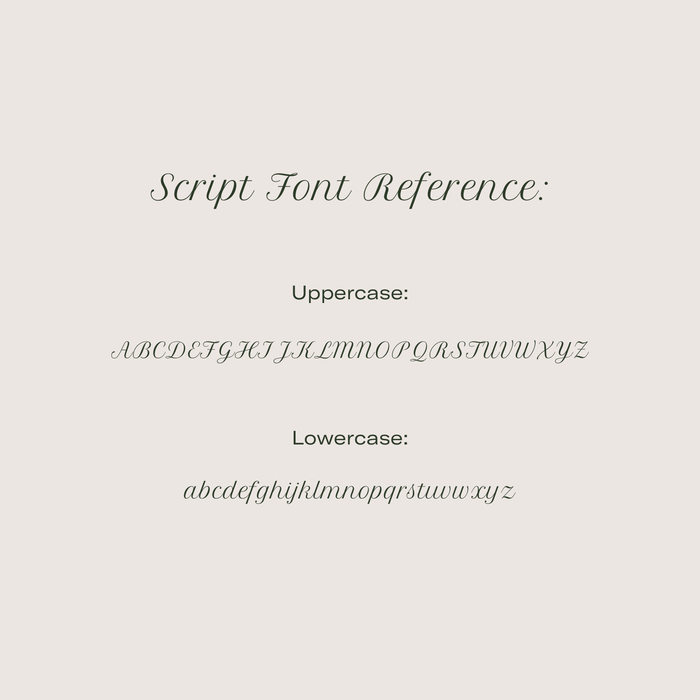 Model. Font reference key on white background