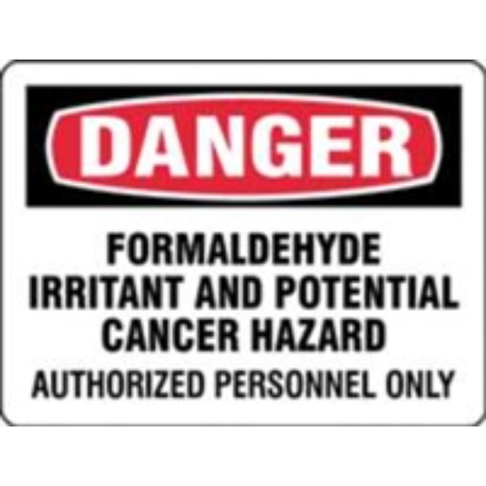Danger formaldehyde 7" x 10" plastic door sign used in funeral service operations, from lynch supply